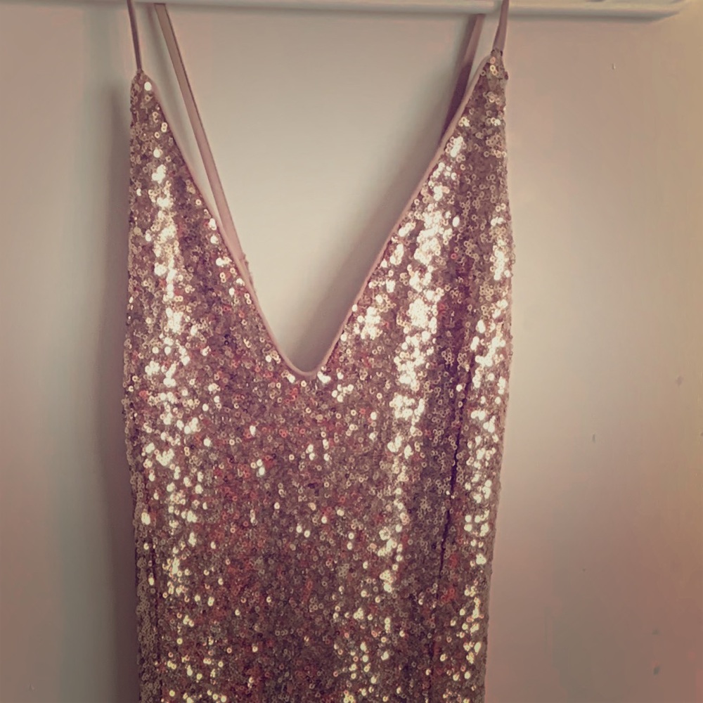 Rose gold sequin dress